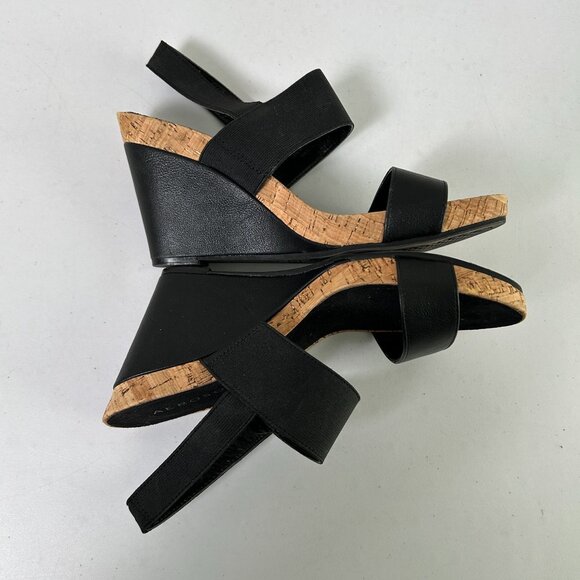 Aerosoles Putnam Wedge Sandal Womens 8.5 M Black Slingback Cork Elastic  Strap - Picture 8 of 12